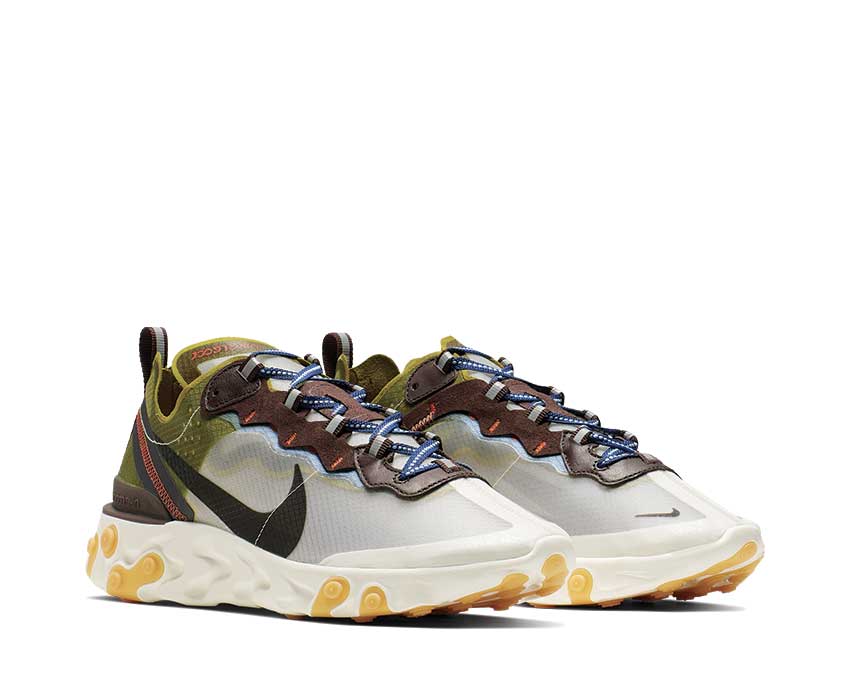 Nike React Element 87 Moss Black El Dorado Deep Royal Blue AQ1090-300