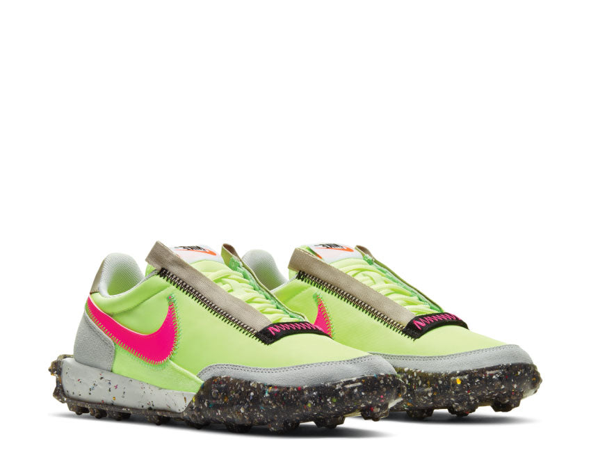 Nike Waffle Racer Crater Foam Barely Volt / Pink Blast - Black CT1983-700