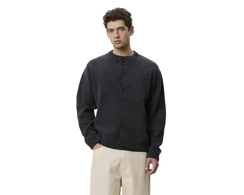 Les Deux Knitted Roundneck Cardigan "Charcoal Melange" - cardigan homme - vue 3