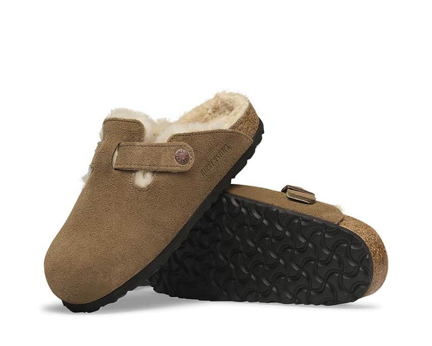 Birkenstock Boston Shearling Suede Leather "Dark Tea"