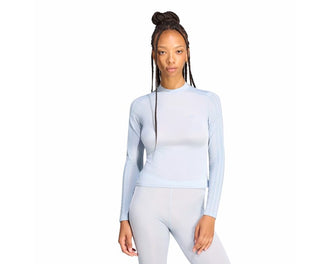 Adidas Adiluna Sheer Long Sleeve Tee Wonder Blue - vue de face portée