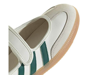 Adidas Samba Jane W Chalk White vue latérale — tige cuir blanc et daim naturel