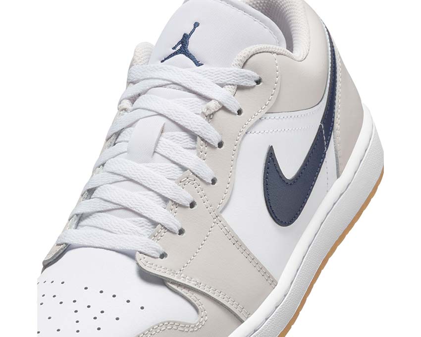  Air Jordan 1 Low White / Midnight Navy - Neutral Grey 553558-146
