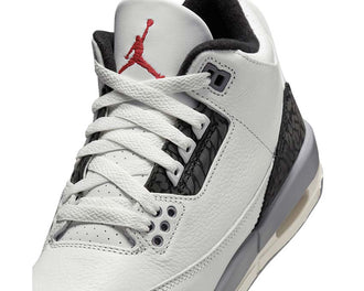 Air Jordan 3 Retro GS Cement Grey side view — cement grey leather kids