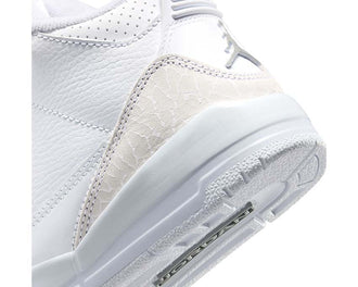 Air Jordan 3 Retro PS Pure Money side view — white silver leather PS Jordan 3