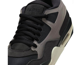 Air Jordan 4 RM PSG Off Noir vista laterale — tomaia mesh nero PSG Jordan 4