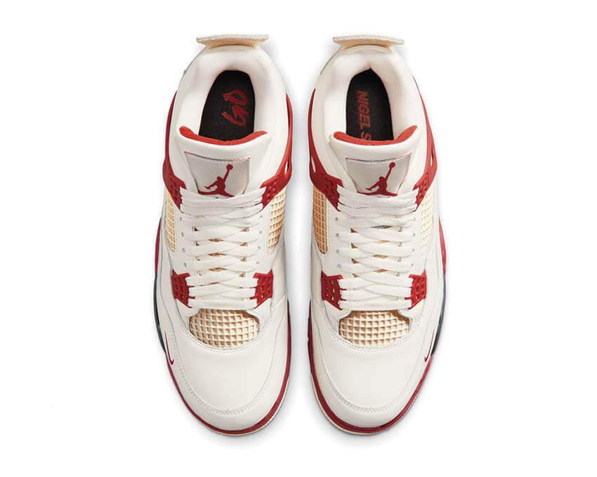 Air Jordan 4 Retro Nigel Sylvester vue dessus — coloris Sail Cinnabar Anthracite