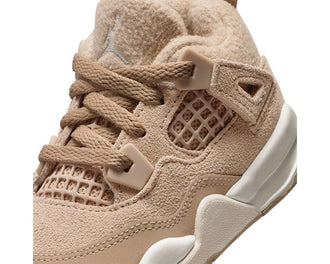 Air Jordan 4 Retro TD Cozy Beige vista laterale — tomaia mesh neonato Jordan 4