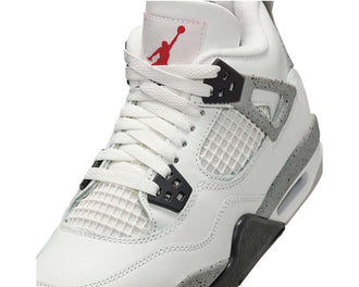 Air Jordan 4 Retro White Cement GS vista laterale — mesh bianco cemento rosso Jordan 4