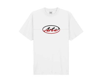 Arte Circle Logo Cut T-shirt Bianco — t-shirt uomo logo cerchio taglio ricamato