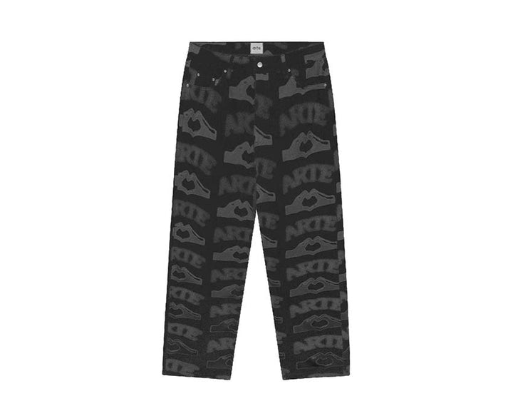 Arte Heart Printed Pants Black SS25-006P.1