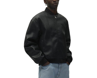 Arte Leather Varsity Jacket — chaqueta varsity hombre cuero estilo universitario