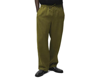 Arte Linen Pants Verde vista lateral — pantalón hombre lino pierna recta