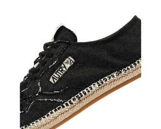 Autry Sandy Black Canvas vista laterale — canvas nero Sandy espadrillas donna
