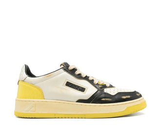 Autry Super Vintage Low Beige Black Buttercp — Herren-Sneaker Leder beige