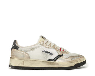 Autry Super Vintage Low Mesh Suede White Gold — Herren-Sneaker Mesh und Wildleder