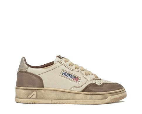  Autry Super Vintage Low White / Silver Leather - Burned Suede AVLMLS09