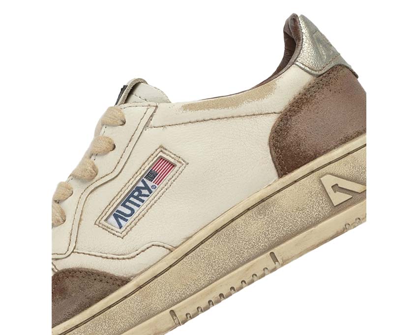  Autry Super Vintage Low White / Silver Leather - Burned Suede AVLMLS09
