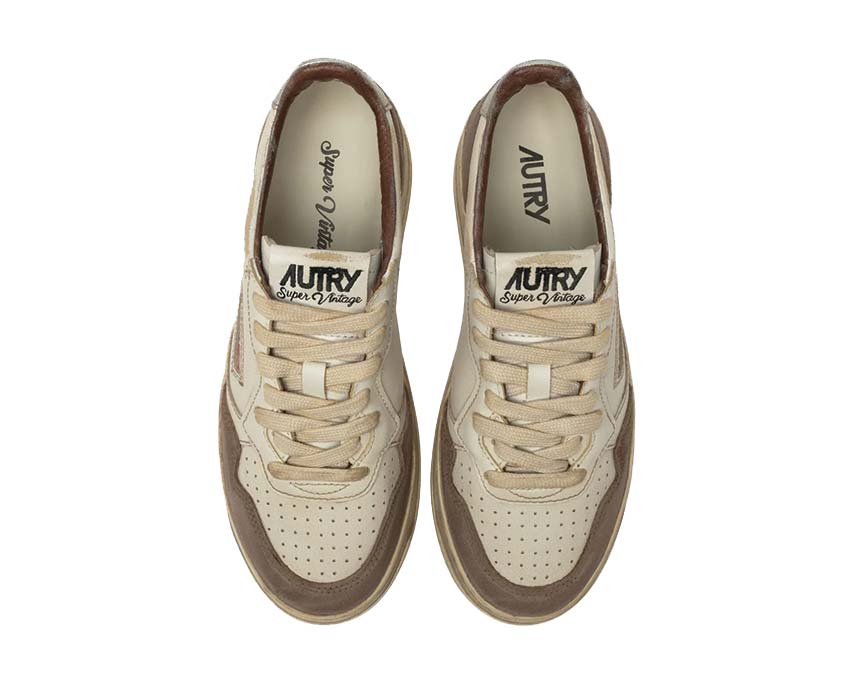  Autry Super Vintage Low White / Silver Leather - Burned Suede AVLMLS09