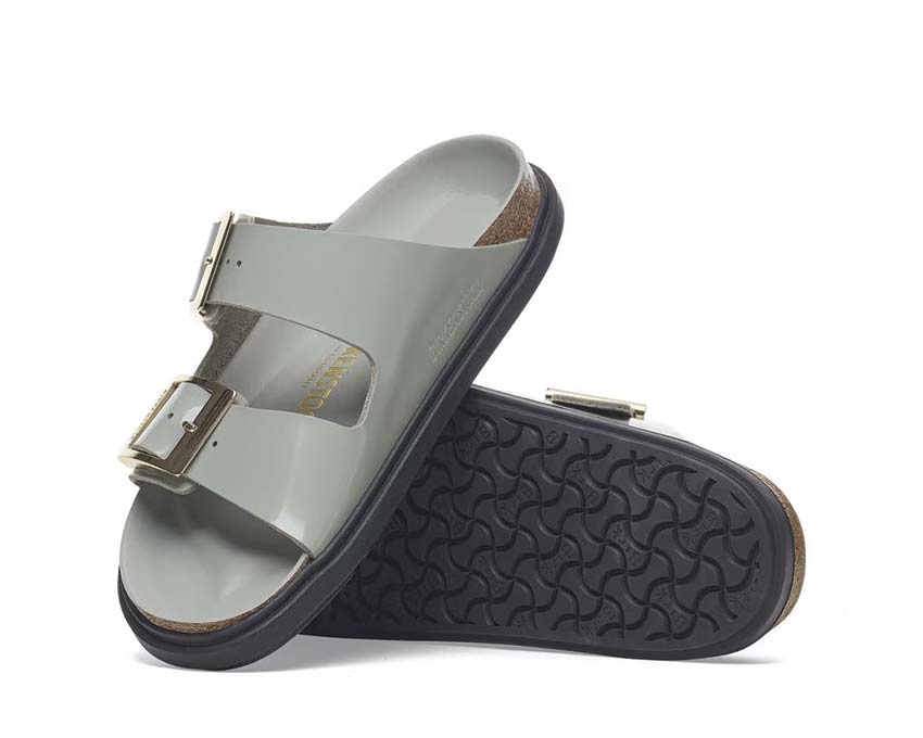 サンダル・ミュール BIRKENSTOCK 1029386 Sandals \"Arizona Droplet Buckle\" Arizona Droplet Buckle Natural Leather Patent High-Shine New