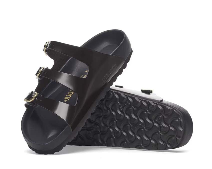 サンダル・ミュール BIRKENSTOCK SS25 (1029385 BLACK) Florida Fresh Natural Leather Patent High-Shine Black