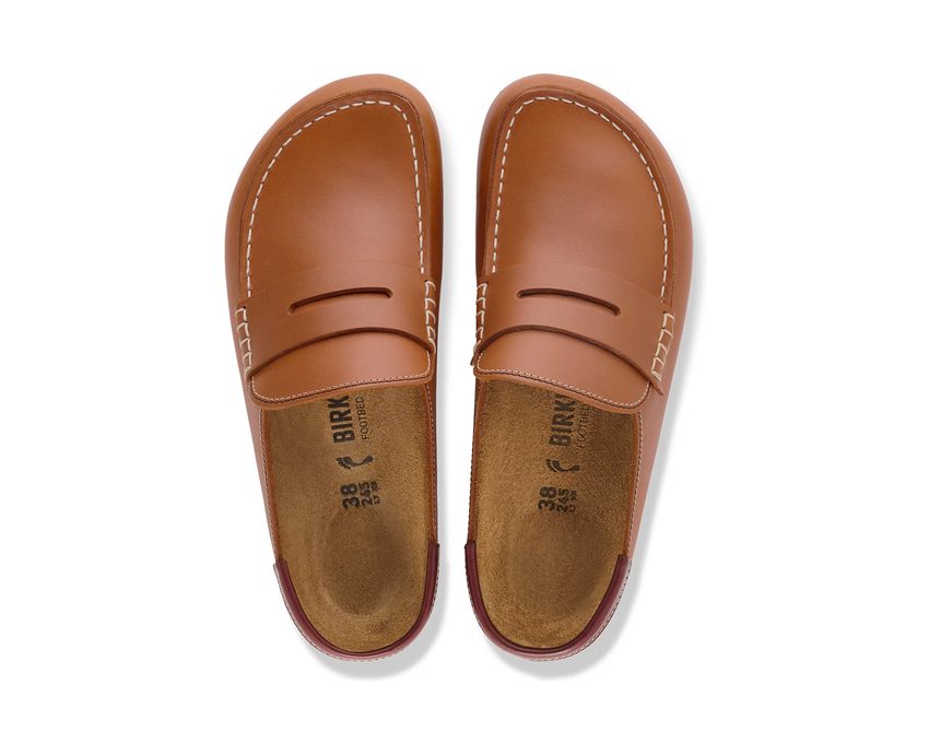 Birkenstock Naples Wrapped Double stitch Leather "Cognac"