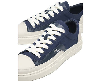 Filling Pieces Riviera Low Navy vue latérale — cuir lisse navy