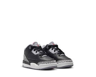 Jordan 3 Retro TD Black side view — black leather and mesh Jordan 3