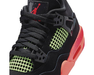 Air Jordan 4 Retro GS Infrared 23 vista laterale — tomaia cuoio nero rosso GS