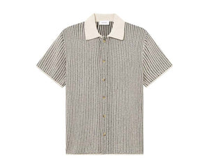 Les Deux Easton Knitted SS Shirt Ivory / Black LDM310127