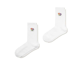 Les Deux Felipe Socks vue latérale — détail côtes et logo Felipe