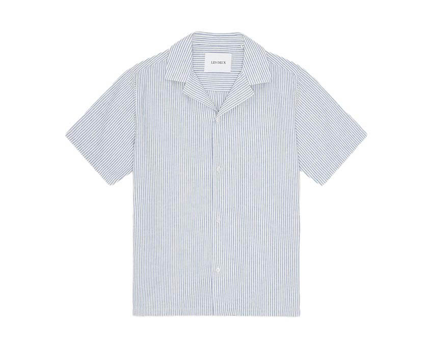 Les Deux Lukas Stripe Cotton Linen SS Shirt 1001383-203
