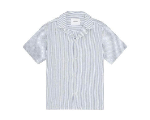 Les Deux Lukas Stripe Cotton Linen SS Shirt 1001383-203