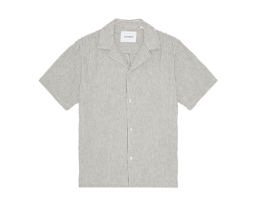  Les Deux Lukas Stripe Cotton Linen SS Shirt 1001383-826