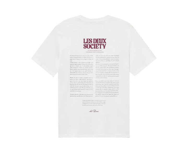 Les Deux Society T-Shirt White / Beet Red LDM101213