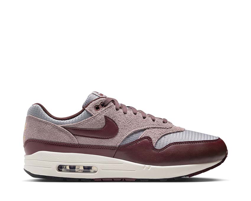 Nike Air Max 1 ESS PRM Cement Grey / Burgundy Crush FQ7327-001