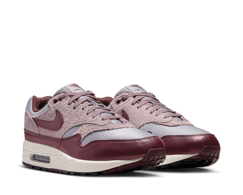 Nike Air Max 1 ESS PRM Cement Grey / Burgundy Crush FQ7327-001