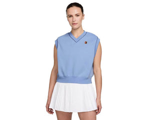 Nike Court Collection Fleece Vest Aluminium — Damen ärmellose Fleece-Sportweste