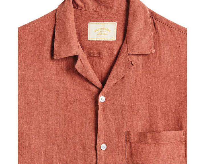 Portuguese Flannel Linen Camp Collar Terracota SS25.053