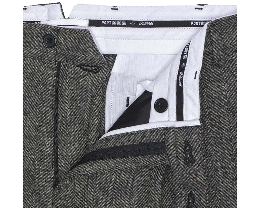 Portuguese Flannel Wool Herringbone Trousers Grey AW24.094