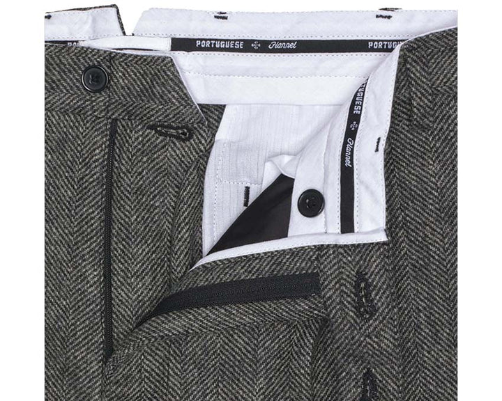 Portuguese Flannel Wool Herringbone Trousers Grey AW24.094