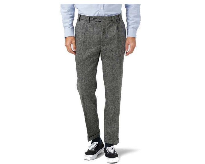 Portuguese Flannel Wool Herringbone Trousers Grey AW24.094