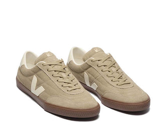 Veja Panenka Suede Taupe side view — taupe suede tennis