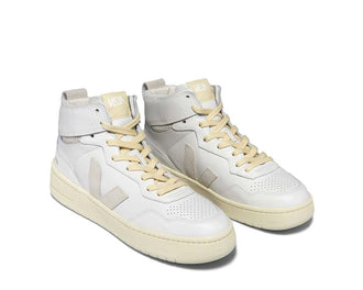 Veja V-95 OT Leather White Natural femme vue — cuir blanc OT profil elevé