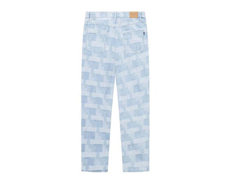 Les Deux Ryder Jacquard Jeans Dark Denim vista lateral — denim jacquard texturizado