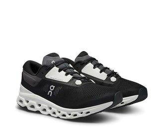 On Cloudstratus 3 W Black/Frost Seitenansicht — Stabilität Damen-Laufschuh
