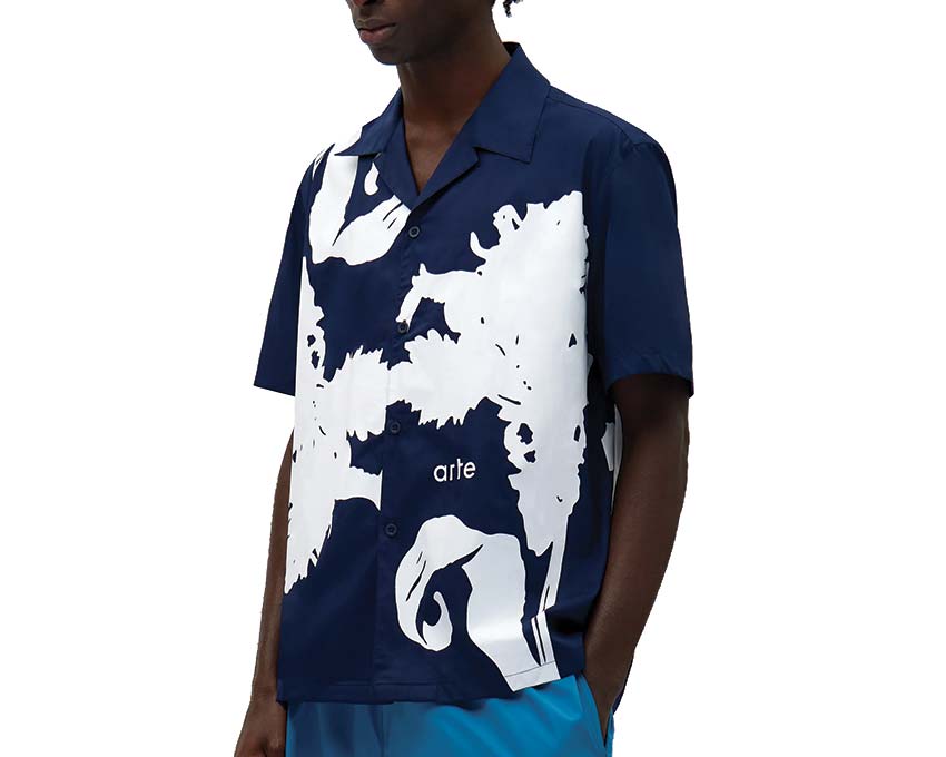 Arte Big Flower shirt "White/Navy" hk