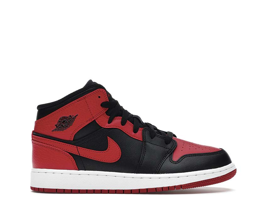 Air Jordan 1 Mid GS Black / Gym Red - White 554725-074