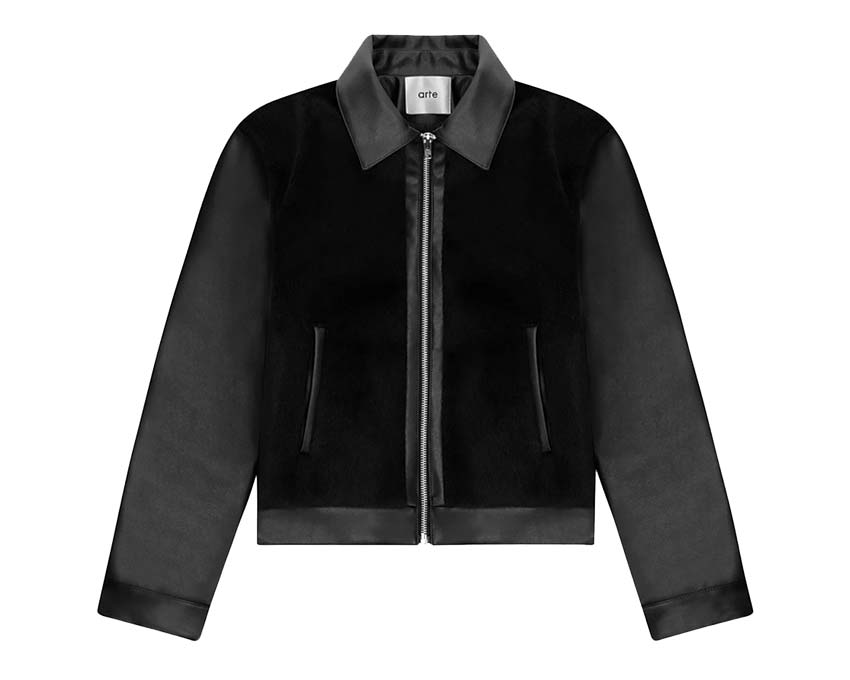 criss-cross overlay hooded jacket Black SS24-113J