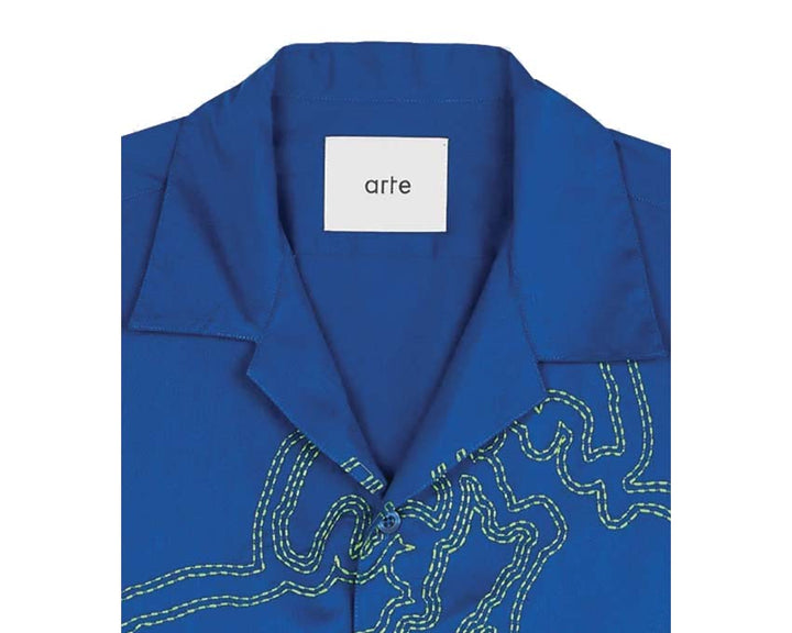 Arte ribbed button-up shirt Bianco Blue SS24-125S